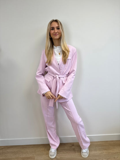 Layla Belted Blazer Baby Pink