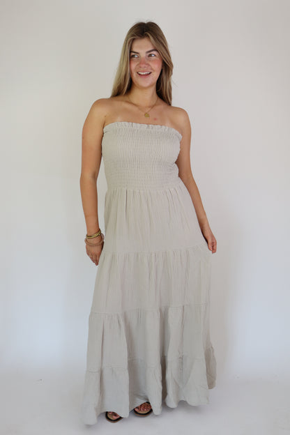Katoenen Maxi Dress Beige