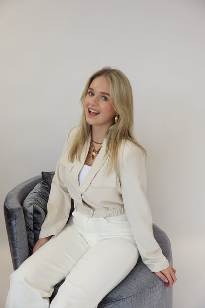 Luna Cropped Blazer Creme