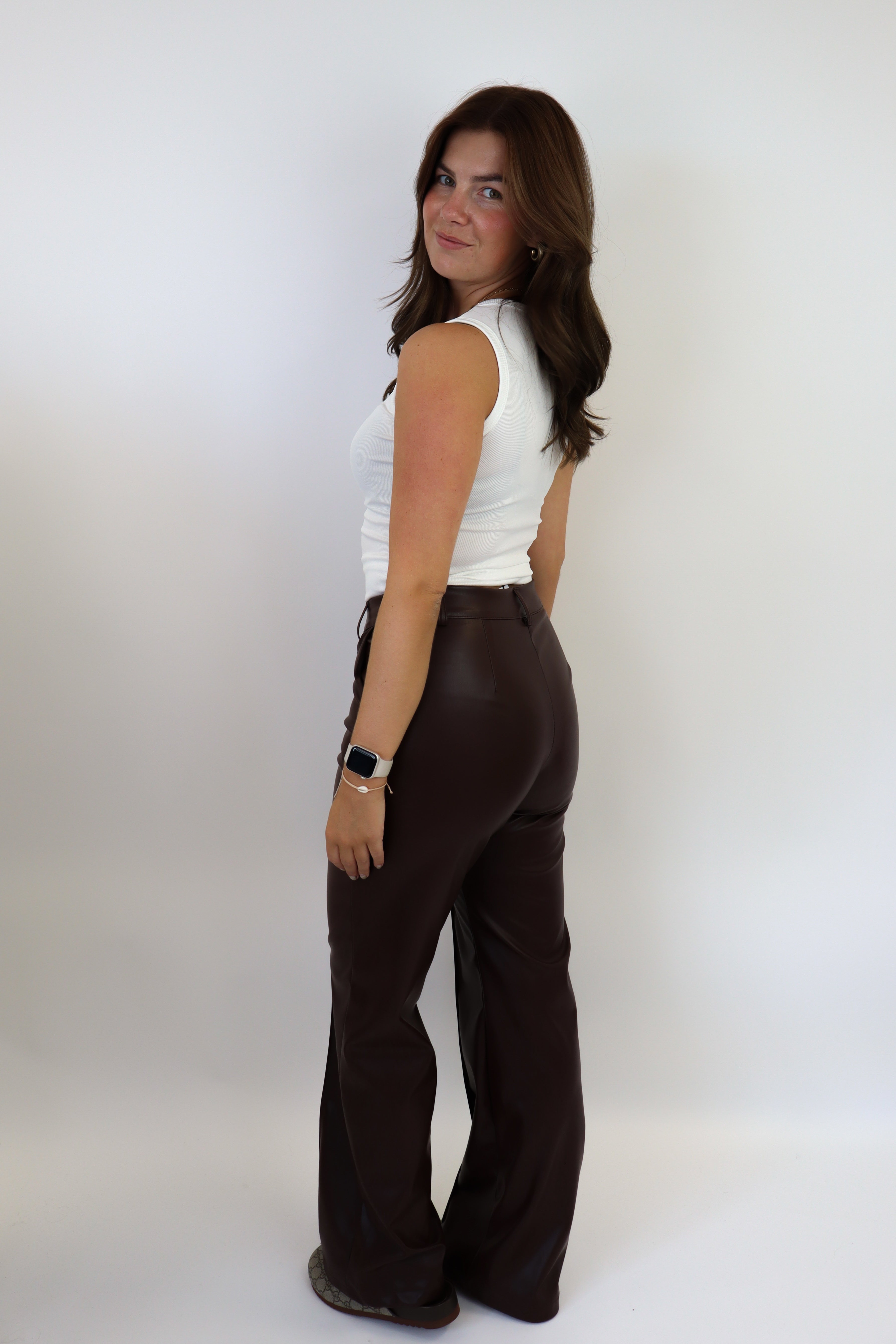 Caitlin Leather Pants Brown