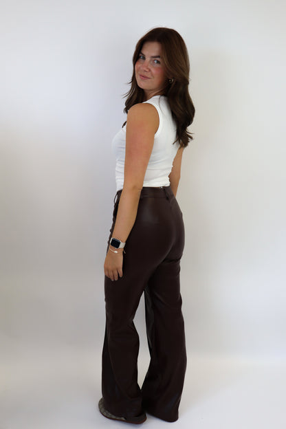 Caitlin Leather Pants Brown