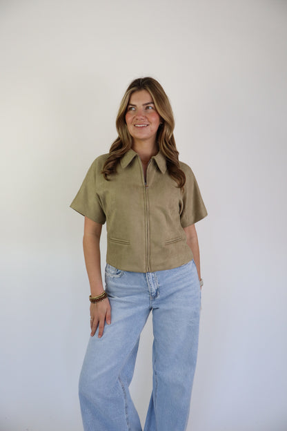 Noortje Suede Top Taupe