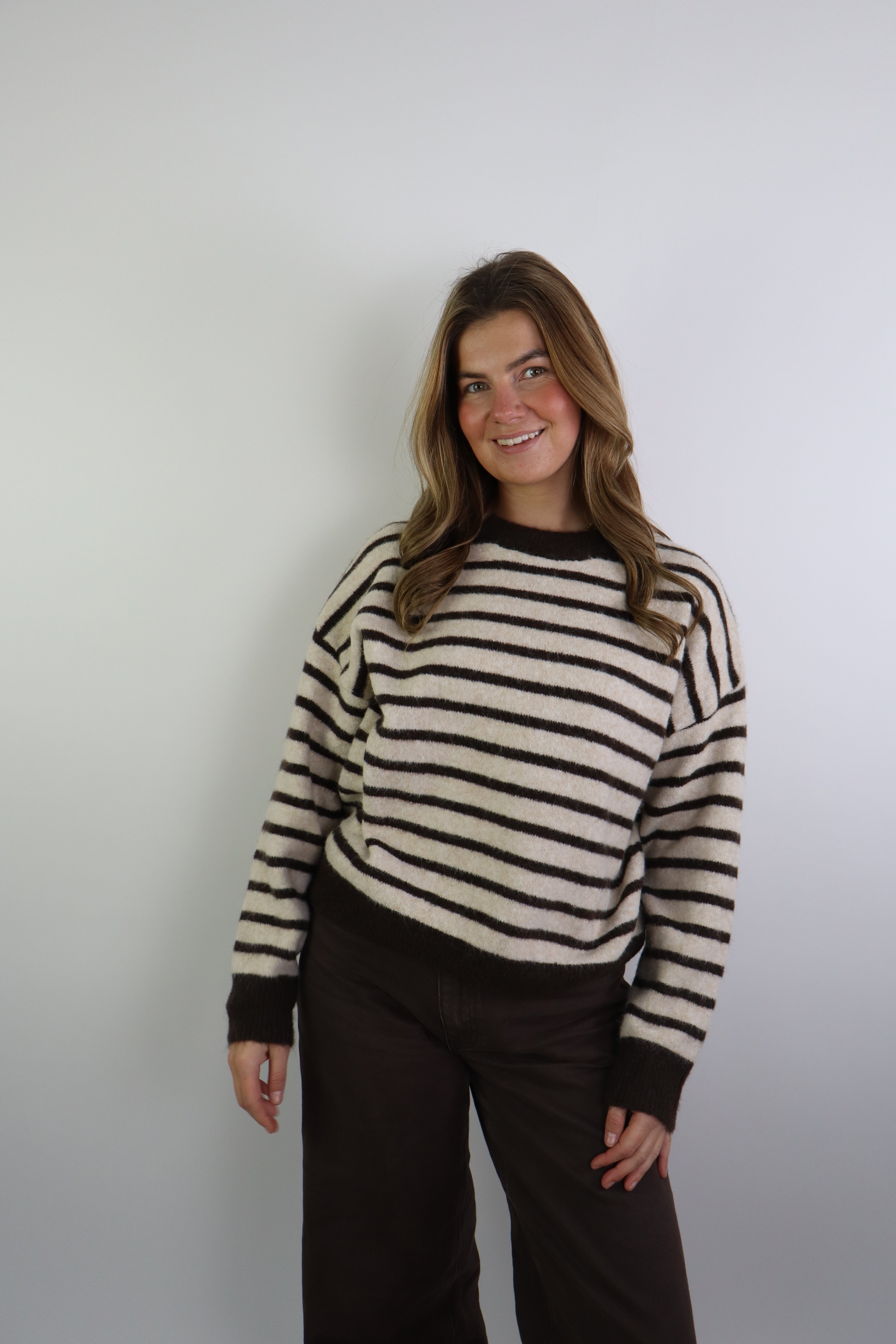 Djowena Striped Sweater Bruin/Beige