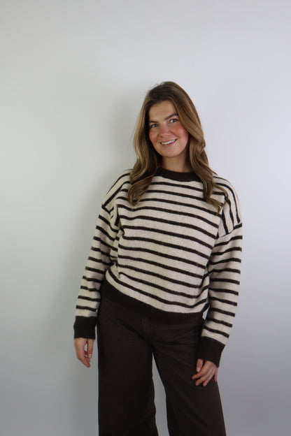 Djowena Striped Sweater Bruin/Beige