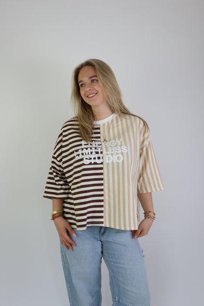 Studio Striped Tee Beige