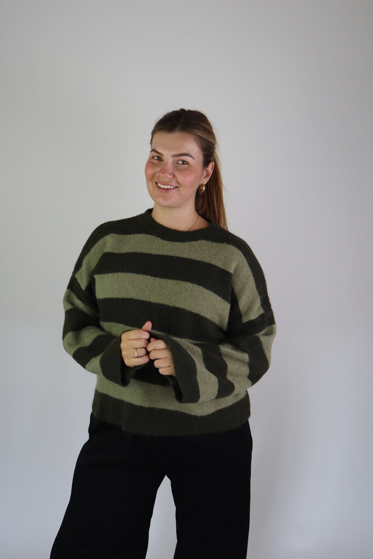 Selina Striped Sweater Green