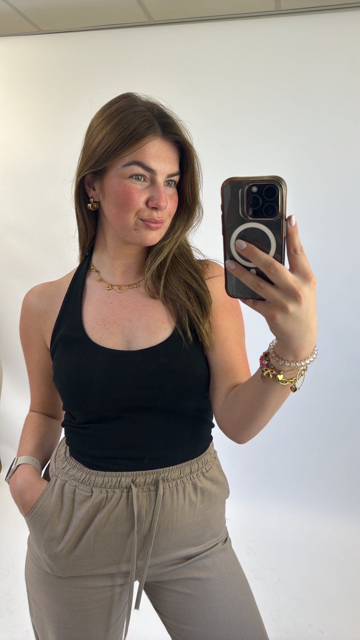 Liza Halter Top Zwart
