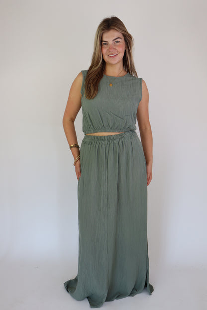 Summer Two Piece Set Army Green