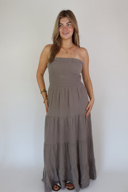 Katoenen Maxi Dress Taupe