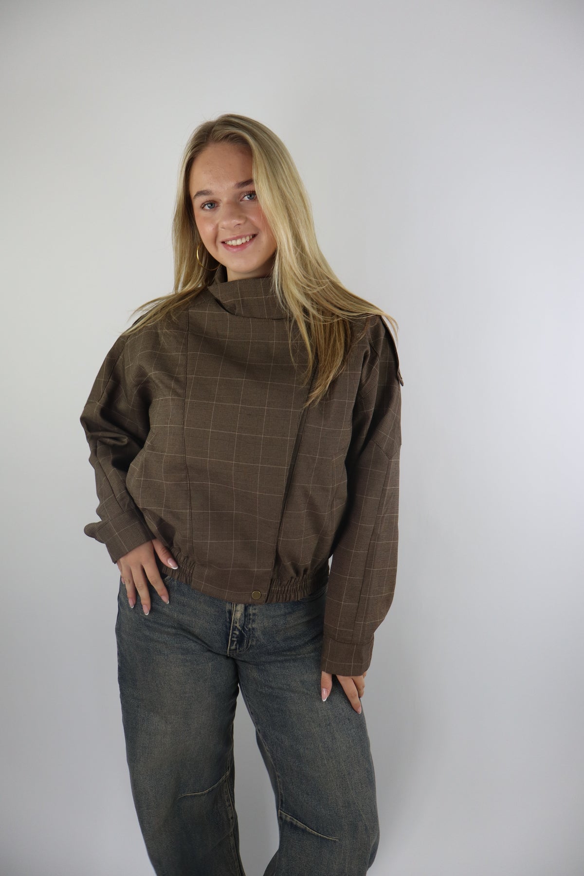 Elin Plaid Jacket Brown 8149