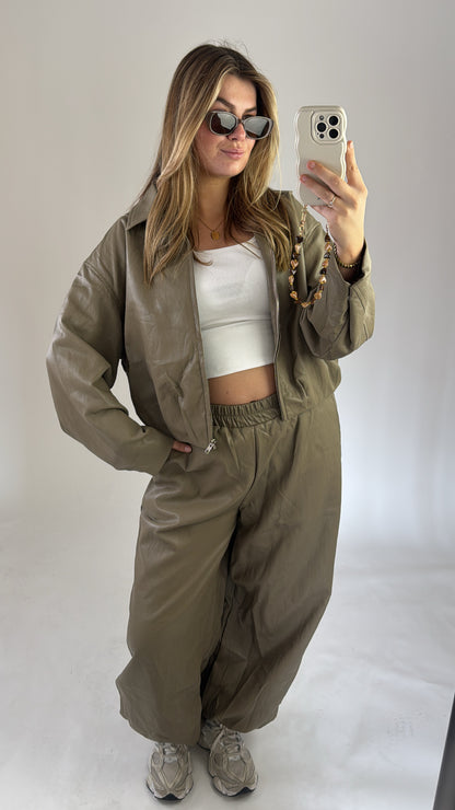 Kensi Leather Pants Olive Ambika
