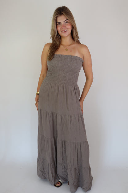 Katoenen Maxi Dress Taupe