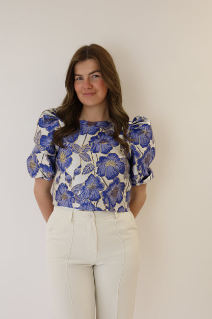 Nora Flower Top Blue
