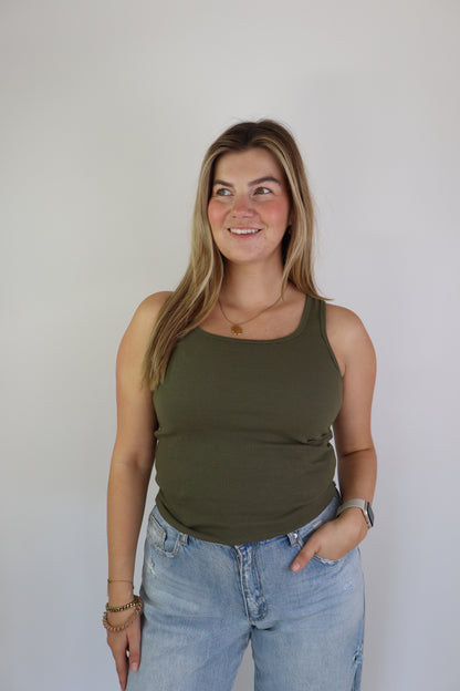Ambika Essential Top Army Green