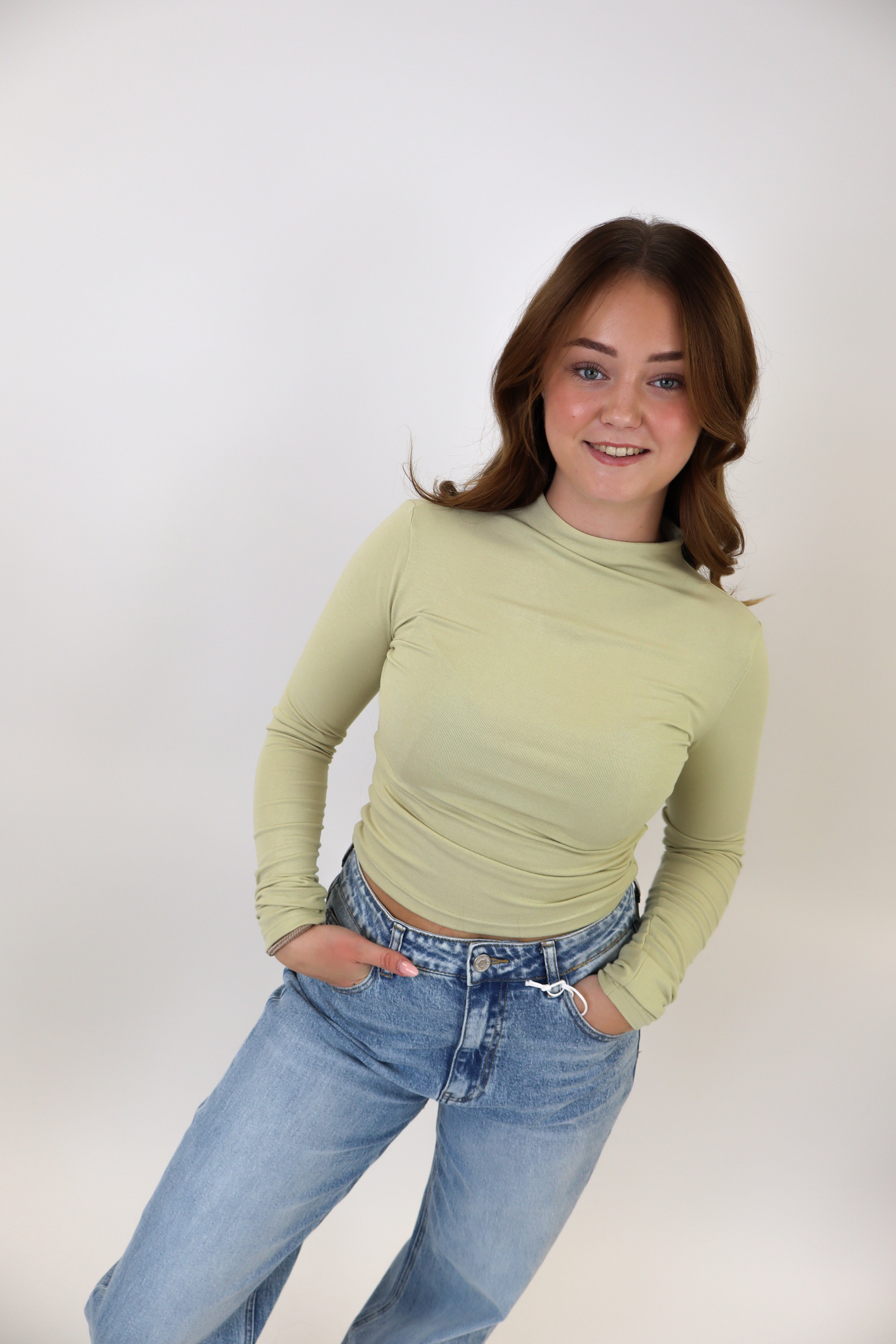 Leanne Long Sleeve Top - Sage Green