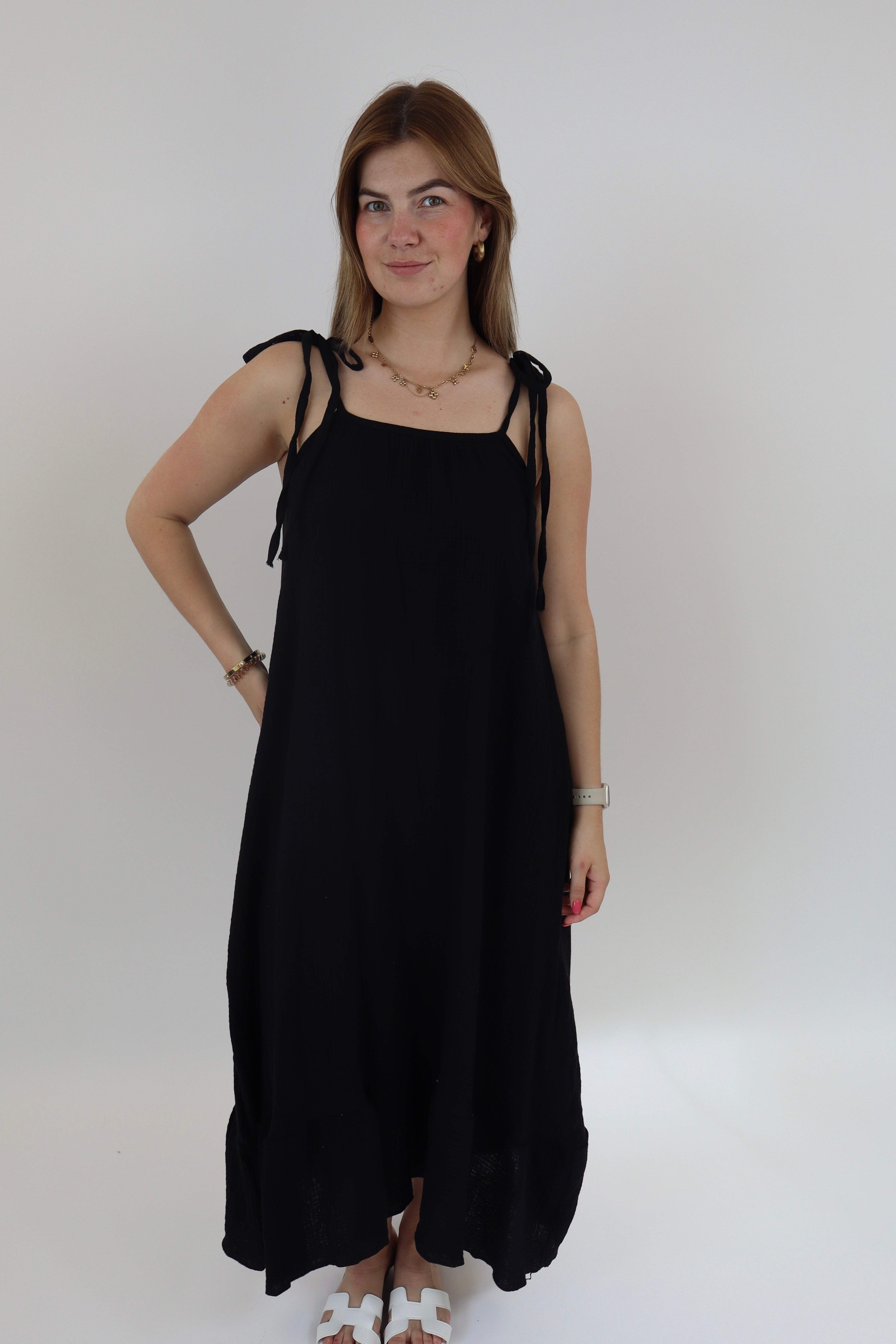 Britney Maxi Bow Dress Black
