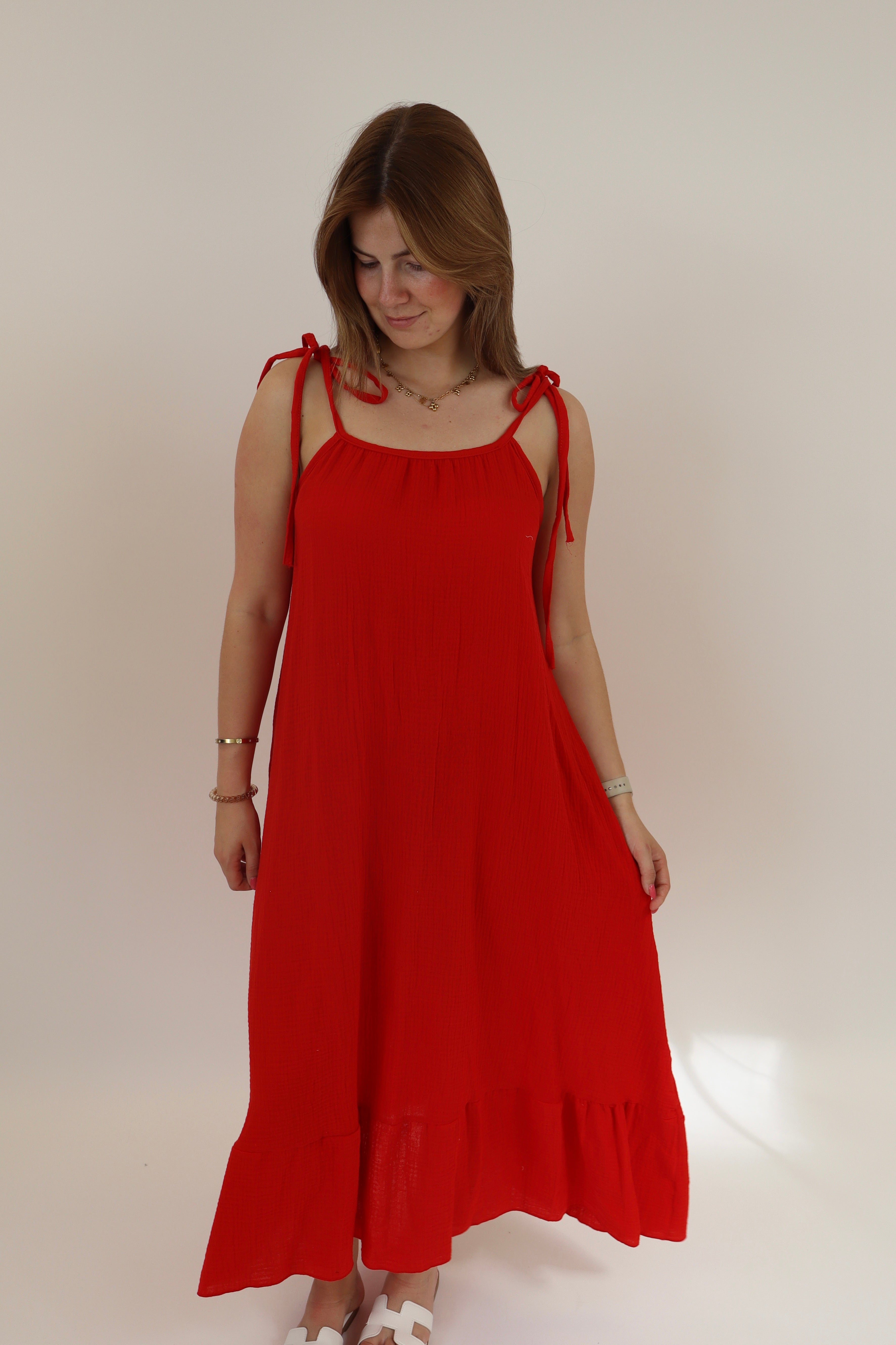 Britney Maxi Bow Dress Red