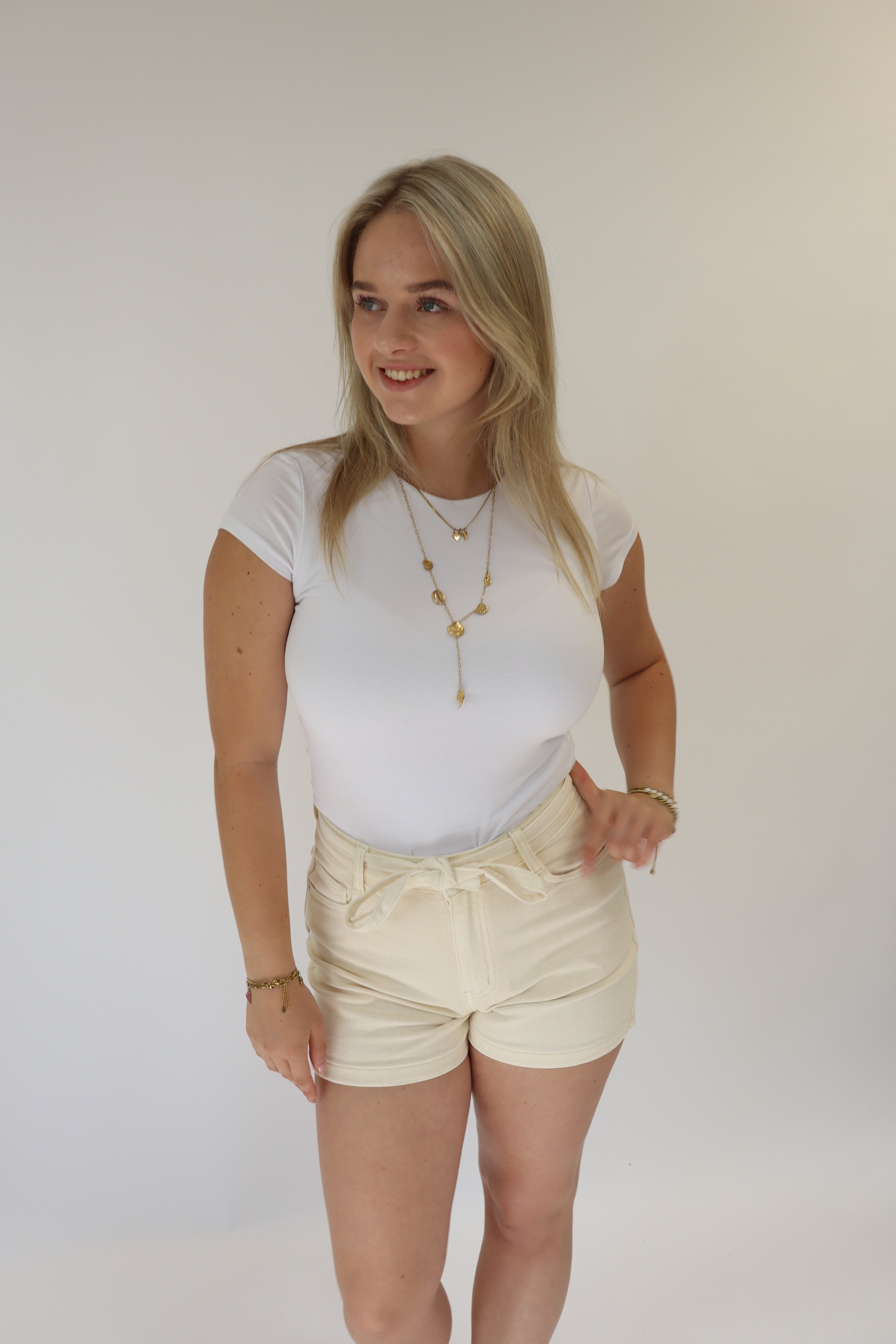 Renee Denim Short Beige | RD9051-3
