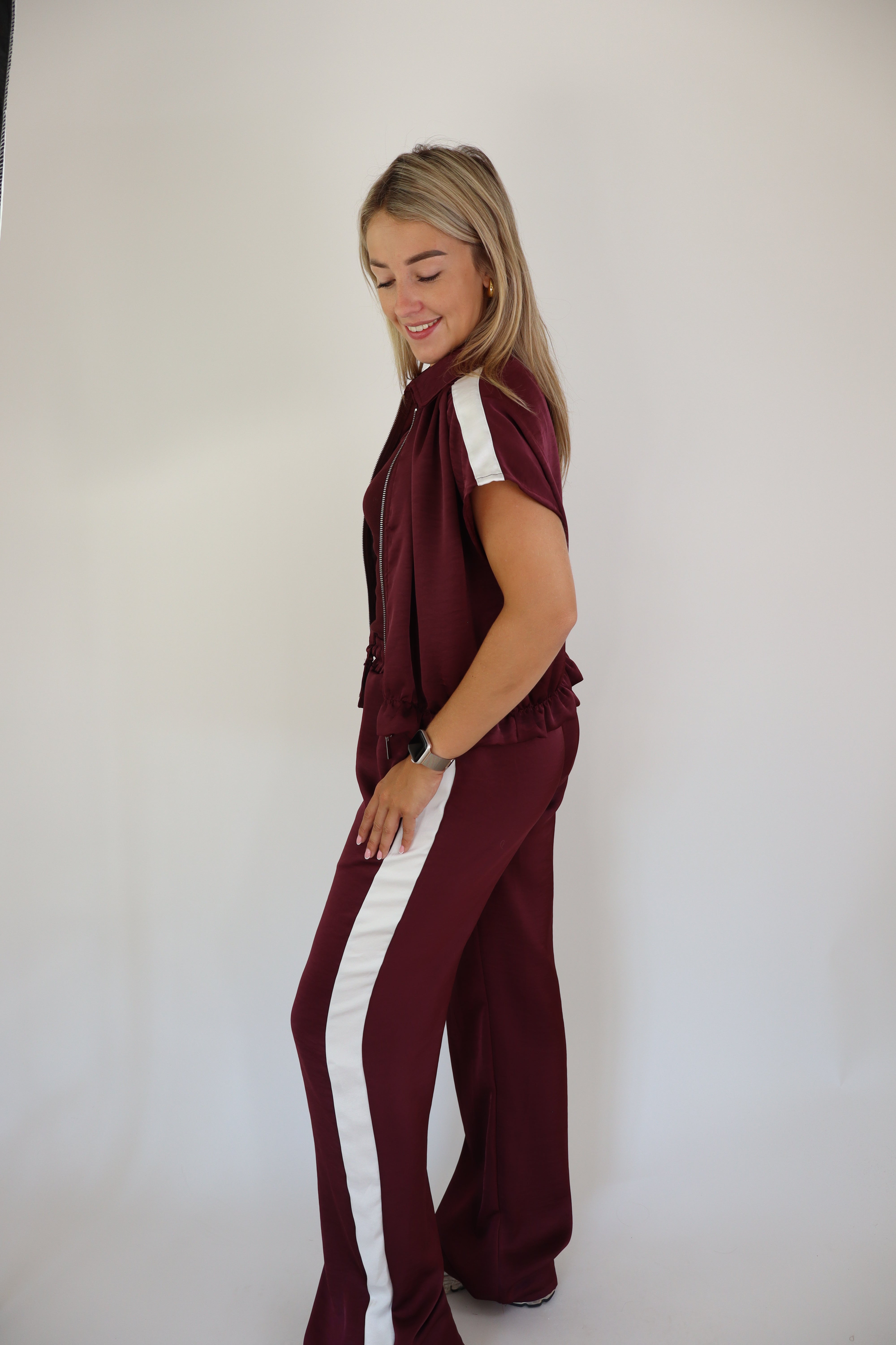 Caitlin Satijnen Broek Bordeaux