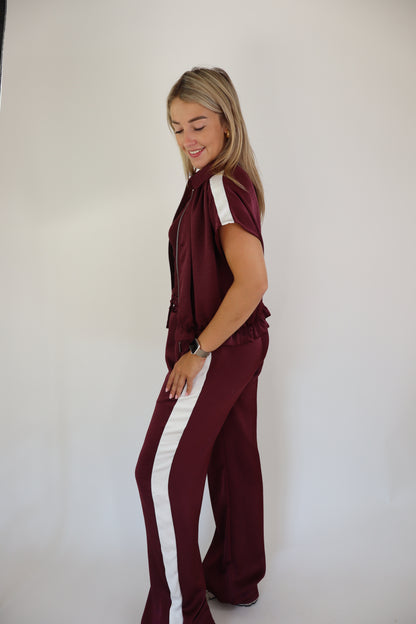 Caitlin Satijnen Broek Bordeaux