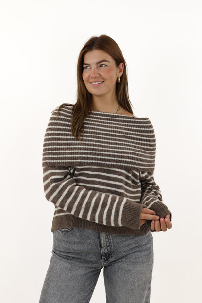 Lizzy Off Shoulder Knit Taupe