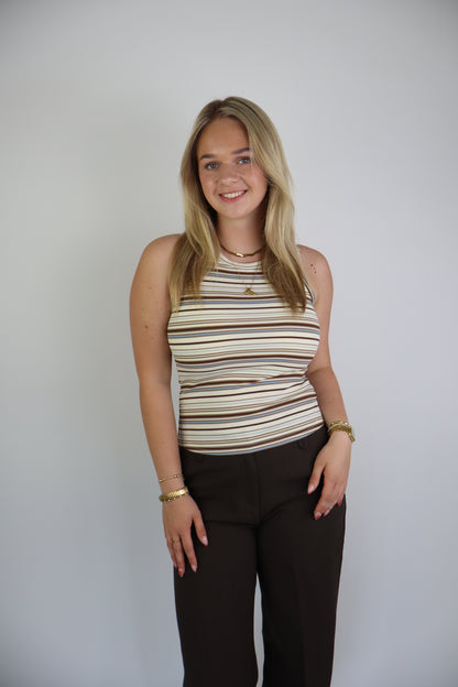 Striped Tank Top Beige