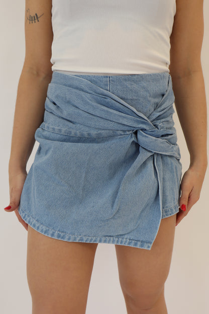 Kris Denim Skort Light Blue