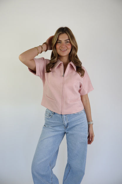 Nummer 10 Noortje Suede Top Pink