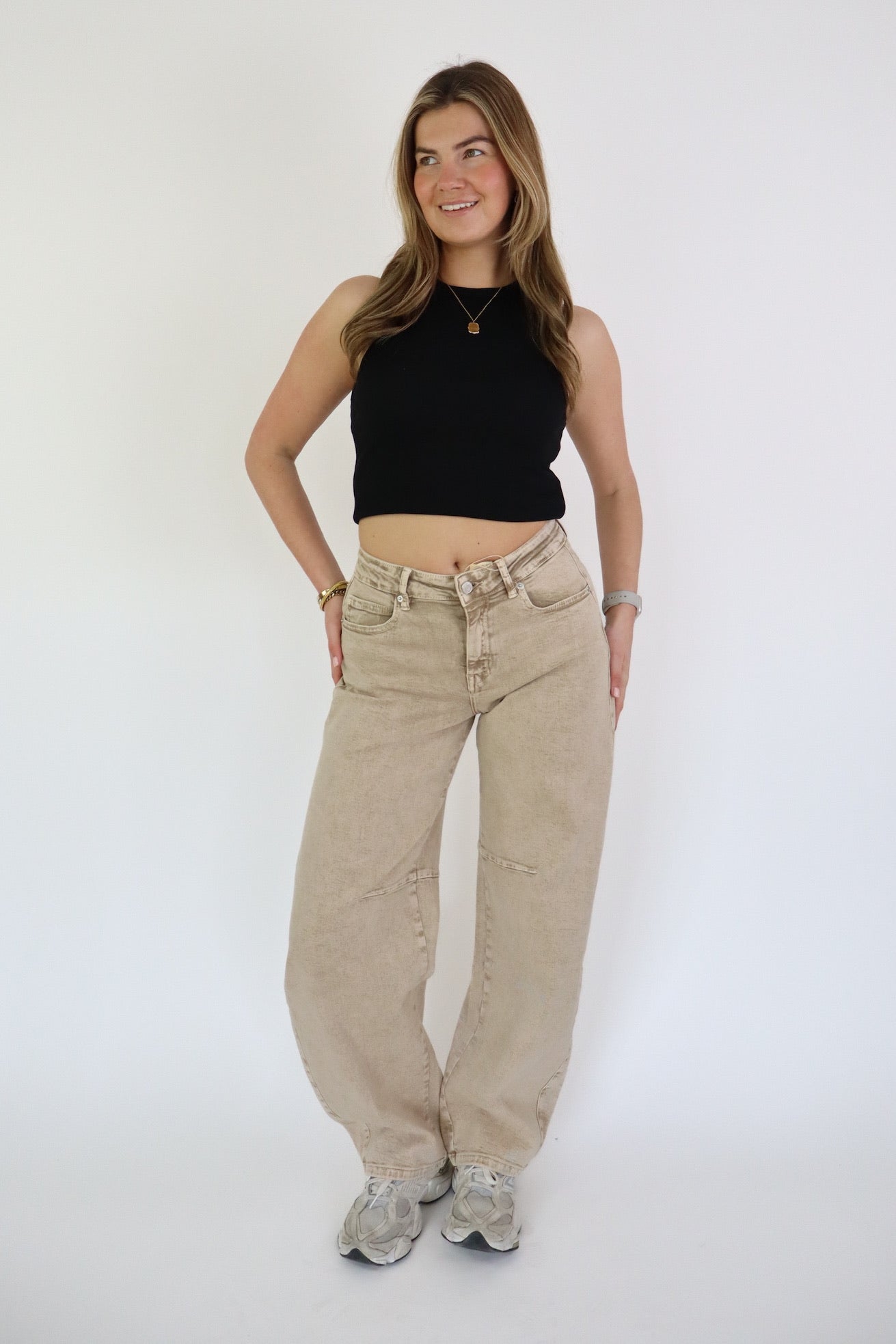 LAULIA BALLOON JEANS TAUPE Y3395-5M