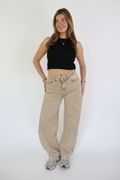 LAULIA BALLOON JEANS TAUPE Y3395-5M