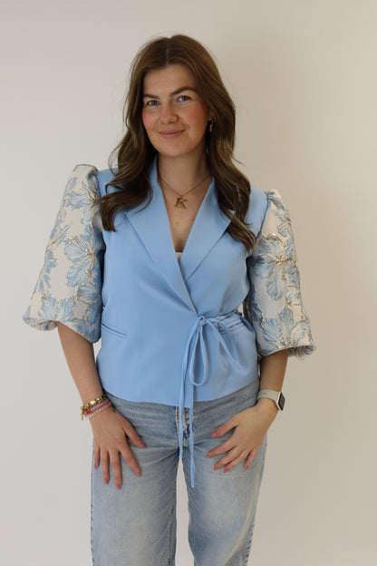 Vera Flower Blazer Light Blue