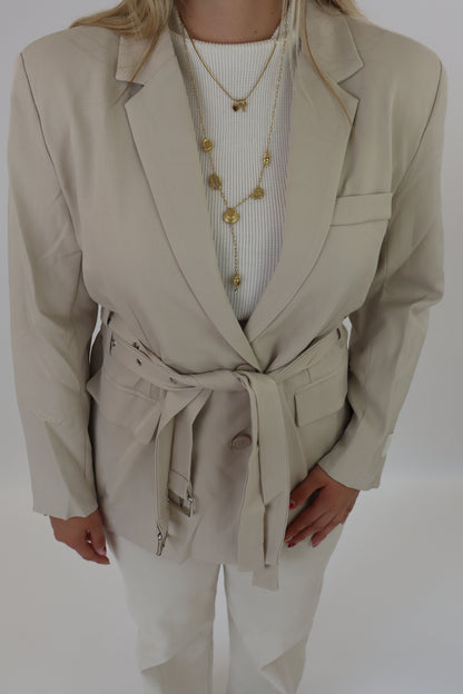 Ambika Belted Blazer Creme