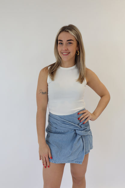 Kris Denim Skort Light Blue