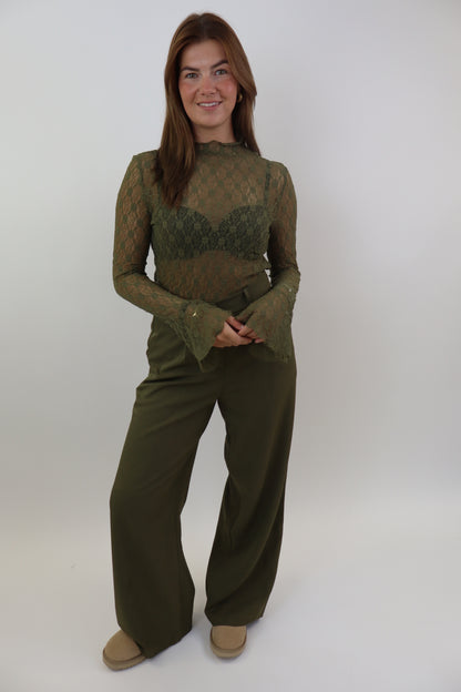 Bowie Wide Leg Pantalon | Green
