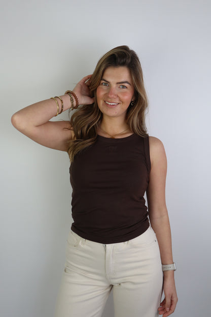 Suus Logo Tank Top Brown