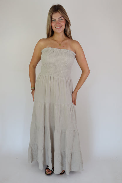 Katoenen Maxi Dress Beige