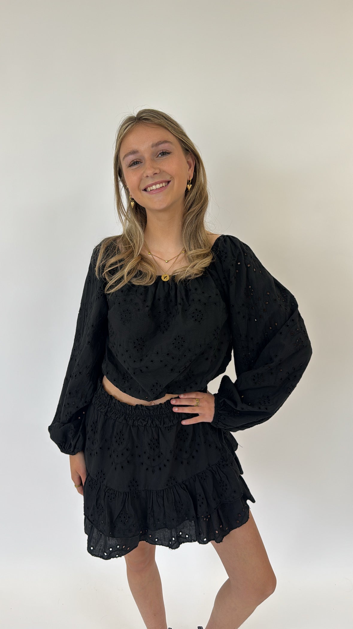 Broderie Top Black