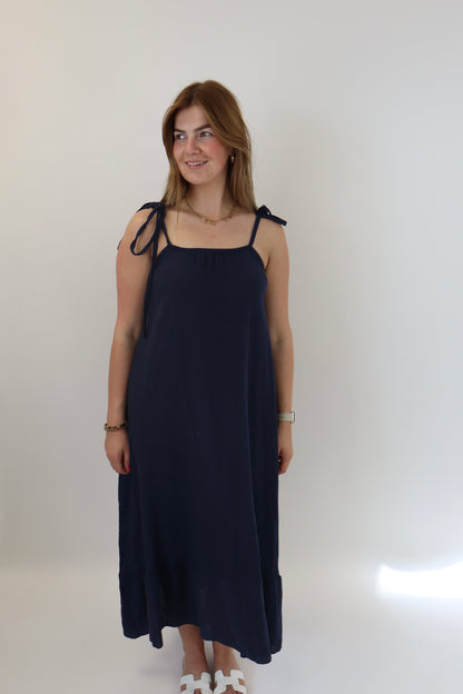 Britney Maxi Bow Dress Navy