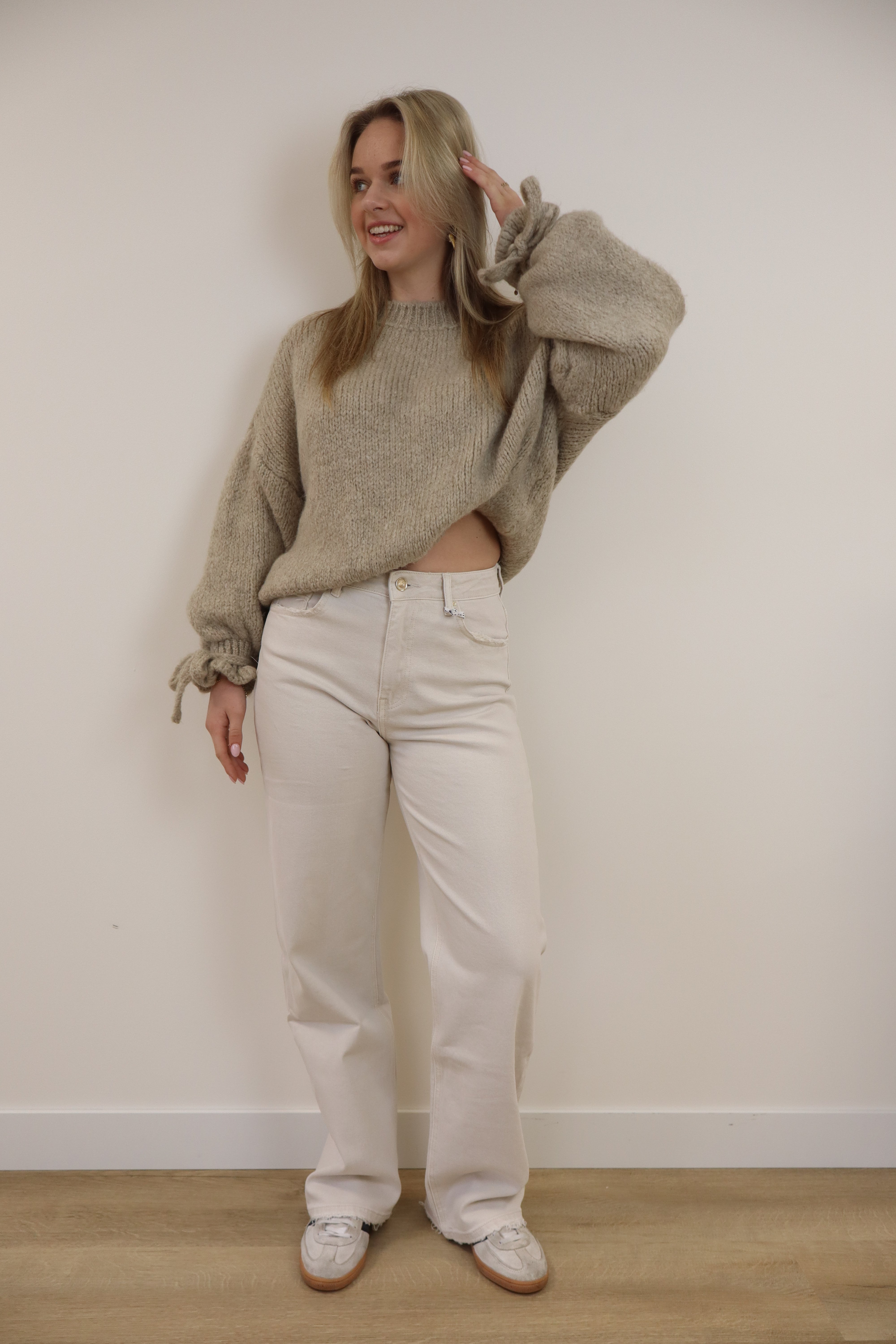 Wide Leg Jeans Beige W3376-K