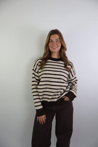 Djowena Striped Sweater Bruin/Beige