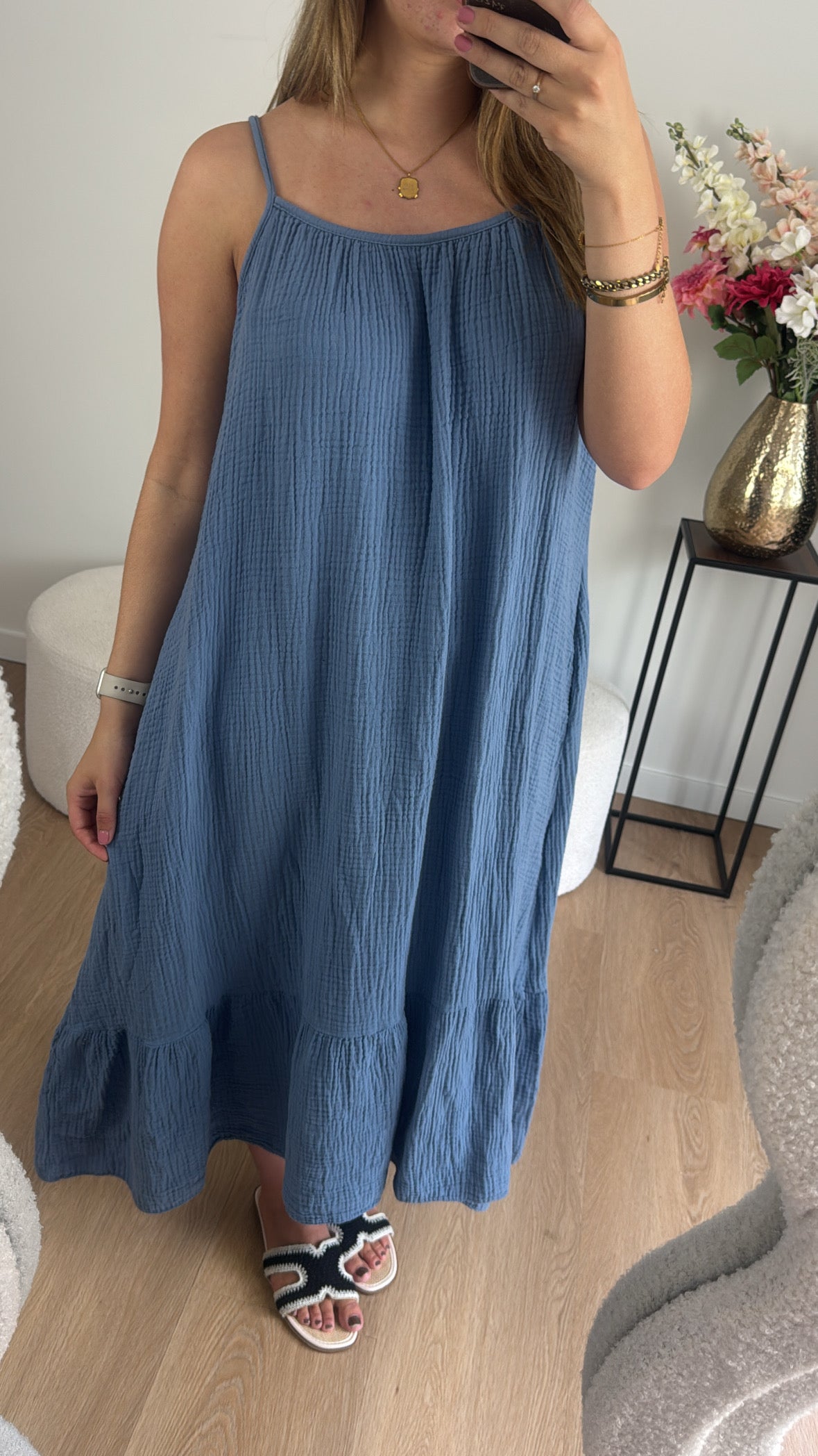 Jamy Katoenen Jurk Blauw