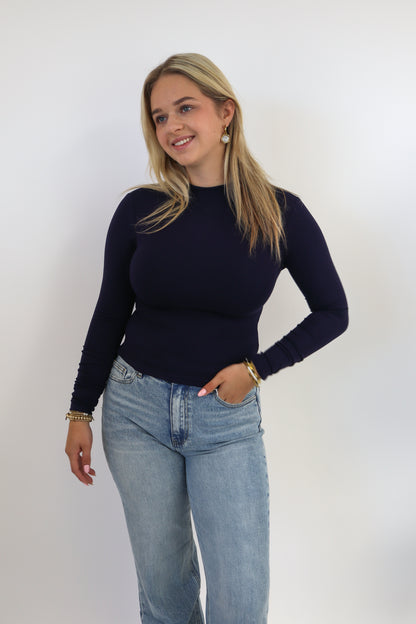 Leanne Long Sleeve Top - Navy