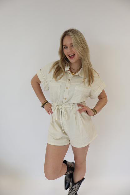 Lisanne Denim Jumpsuit Beige