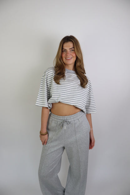 Femke Striped Tee Light Grey