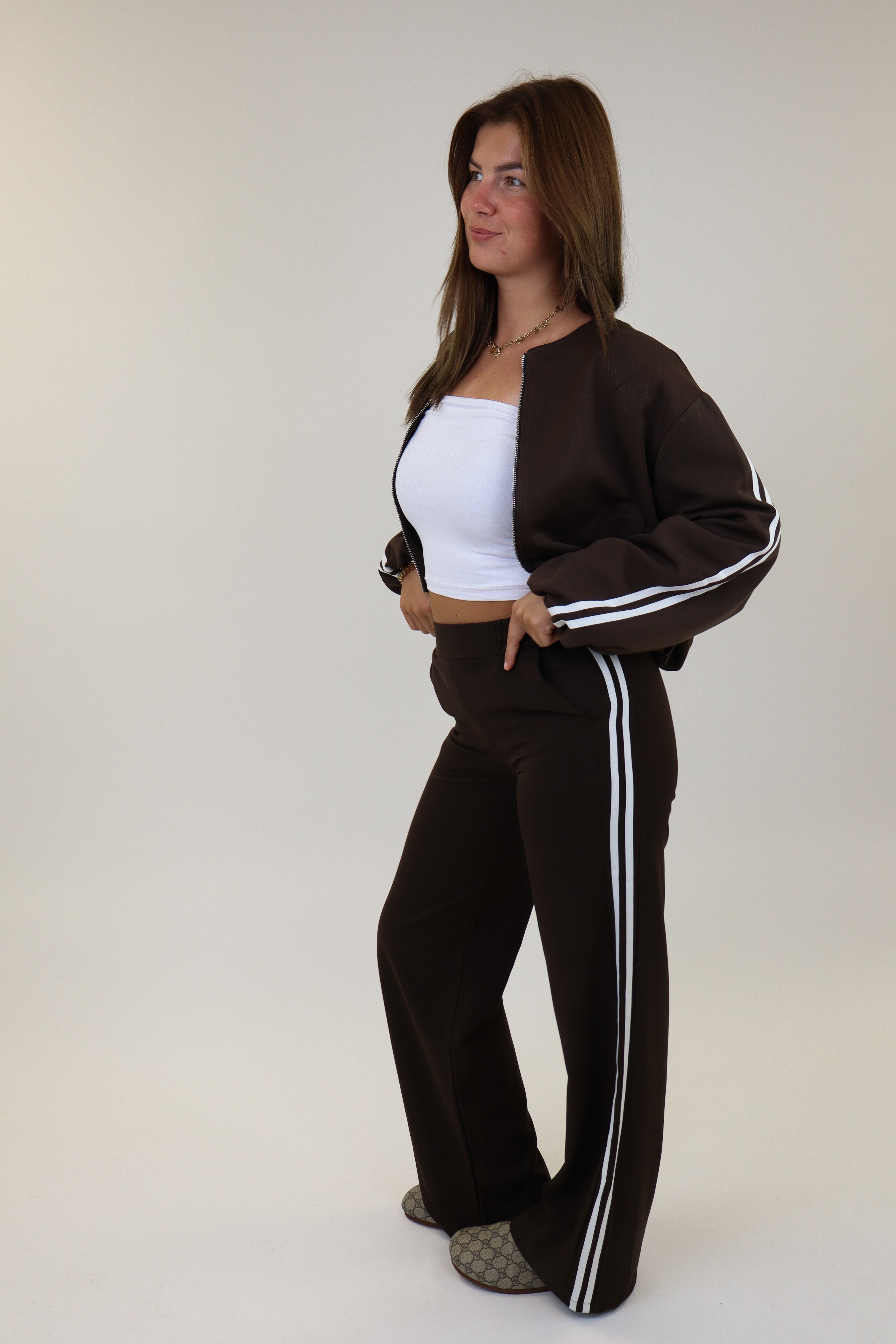 Ivana Striped Pantalon | Brown