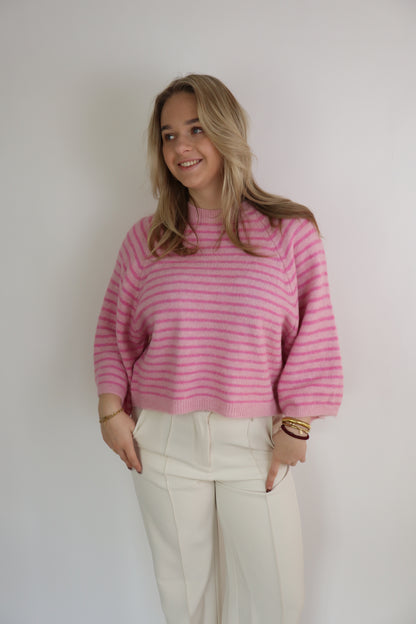 Cozy Striped Top Roze