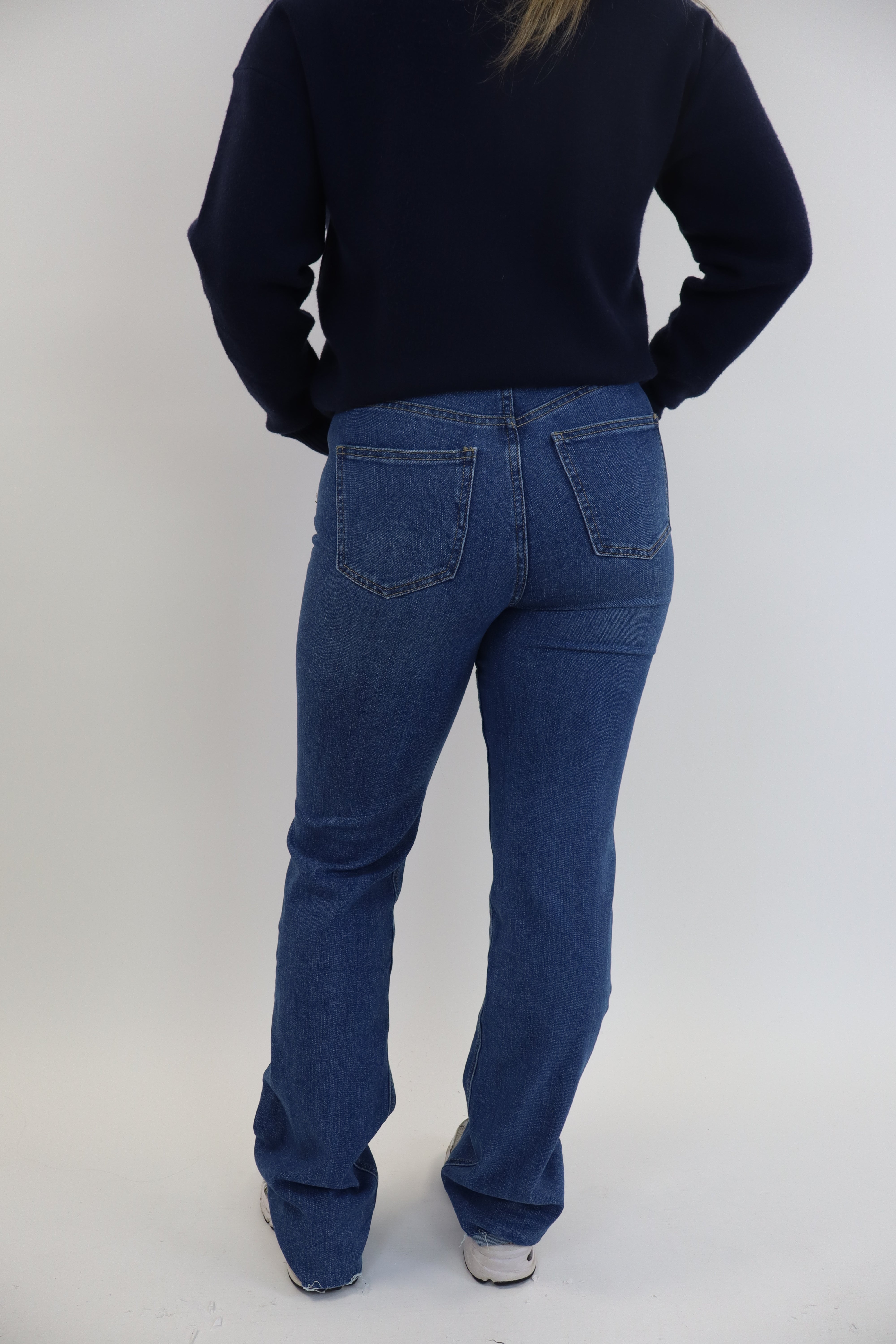 Extra Long Wide Leg Jeans Dark Denim | RD3272-1