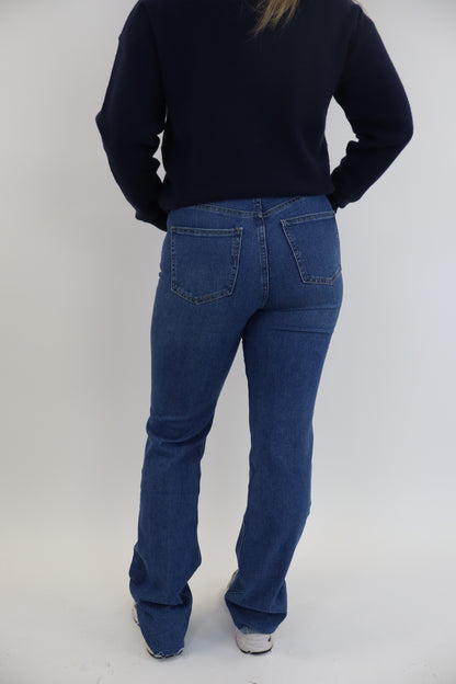 Extra Long Wide Leg Jeans Dark Denim | RD3272-1