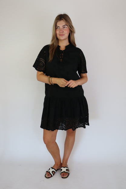 Marah Broderie Dress Black