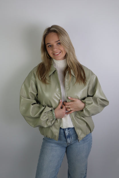 Natasja Leather Jacket Light Green